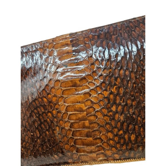 Vintage 80s Deadstock Helena Ross Snakeskin Crossbody Bag Brown Boho Diagonal - Picture 3 of 9
